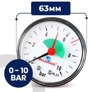 Manometr 63 mm 0 - 10 bar przyłącze 1/4'' tylne