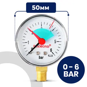 Manometr 50 mm 0 - 6 bar przyłącze 1/4'' boczne