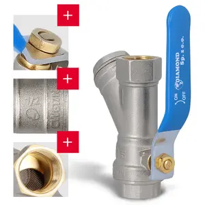 Zawór kulowy z filtrem skośnym magnetycznym i dławikiem 30 bar 1/2'' GW x 1/2'' GW