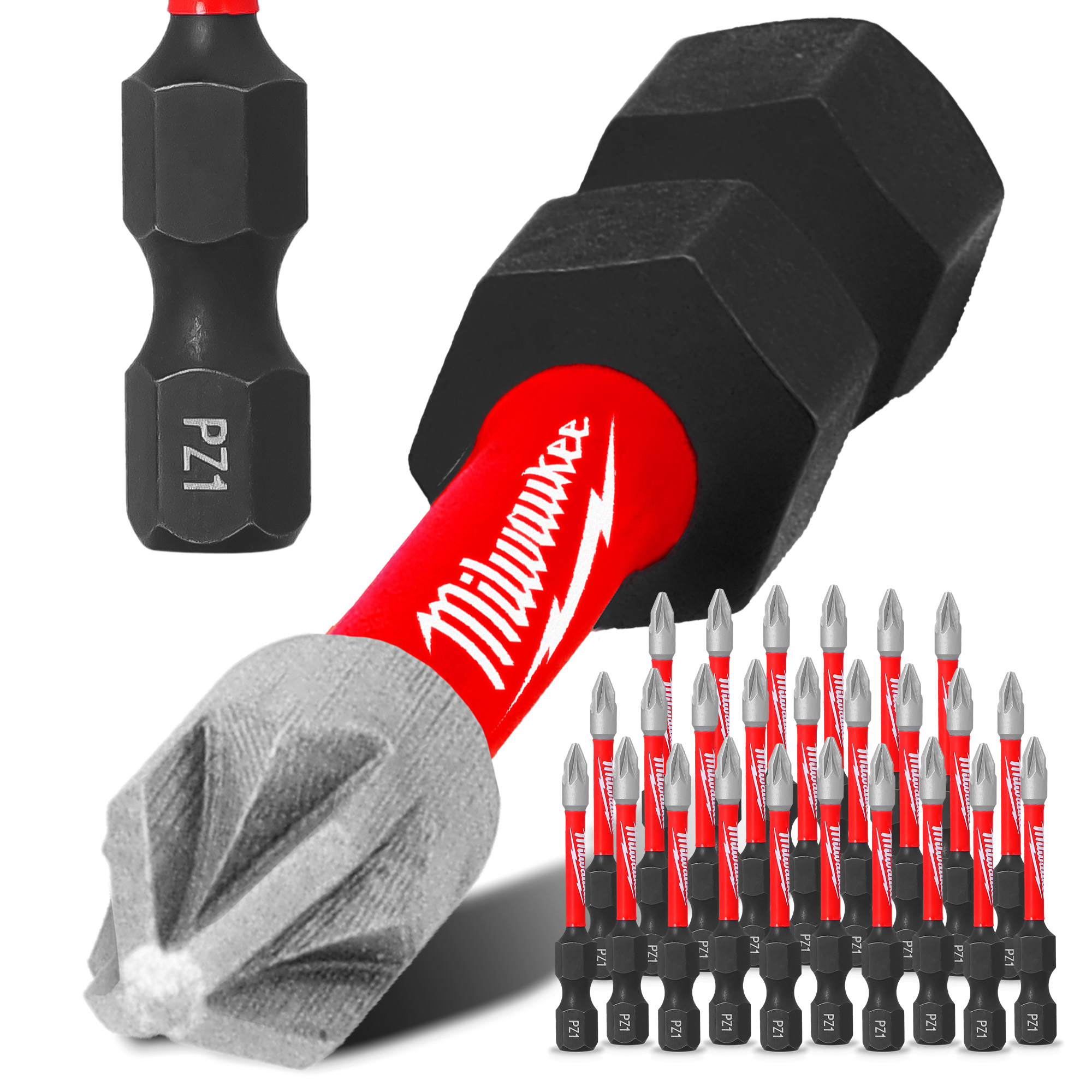 25x Magnetisch Bit PZ1 50 mm Pozidriv Stahl Schraubendreher MILWAUKEE Magnetbit