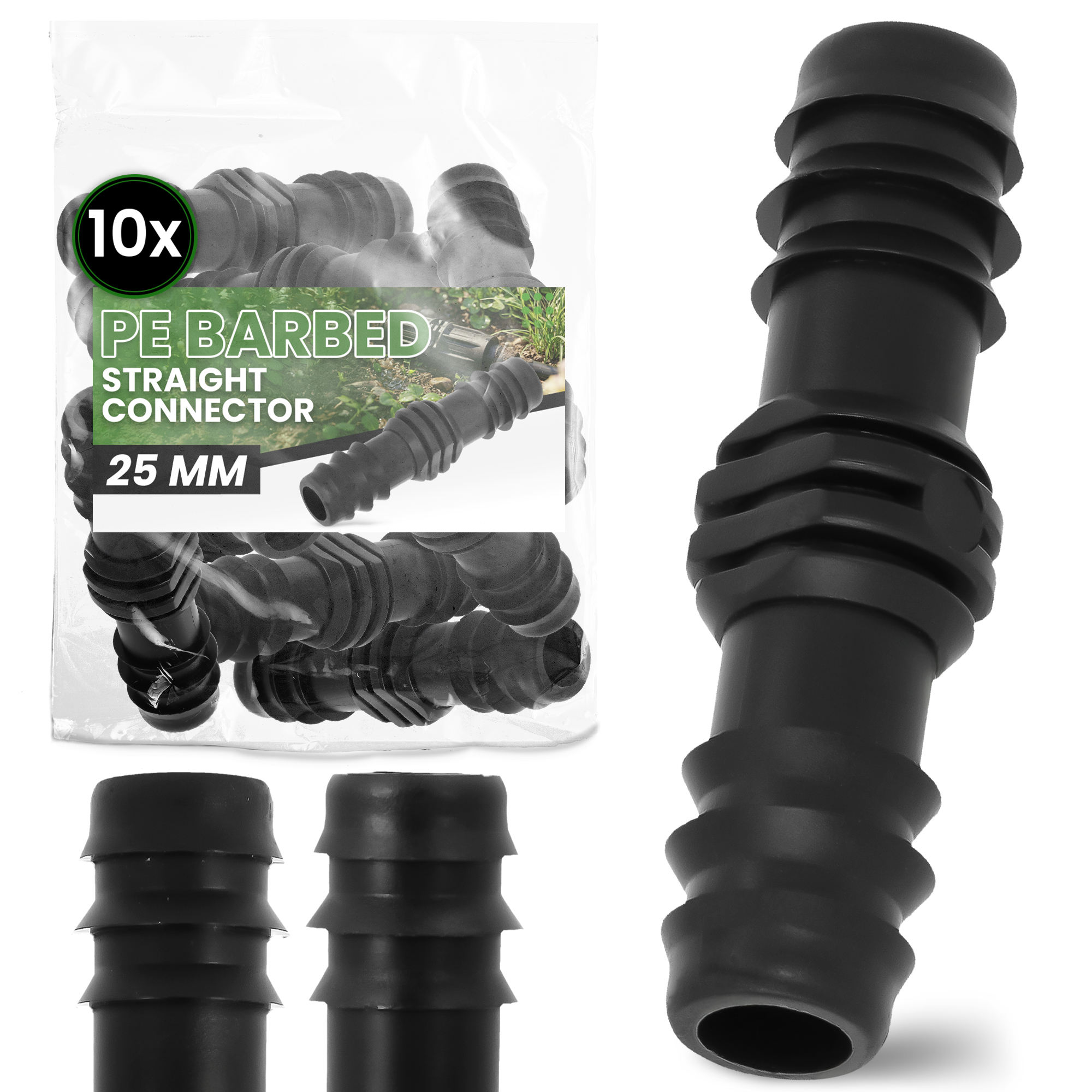 10x Steckverbinder PE 25 mm Steckverbindung Kupplung Bewässerungssystem Rohre
