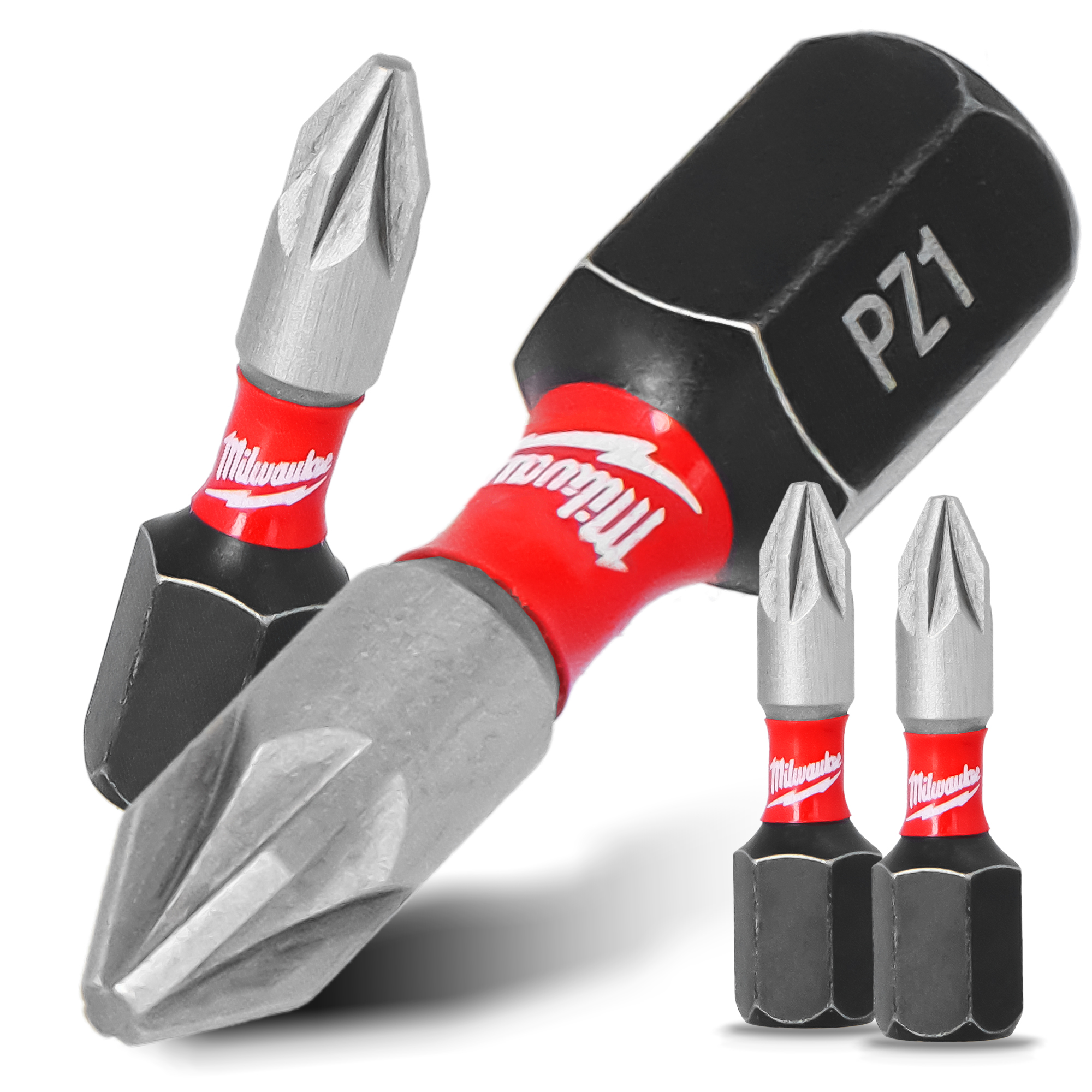 2x Magnetisch Bit PZ1 25 mm Pozidriv Stahl Schraubendreher MILWAUKEE Magnetbit