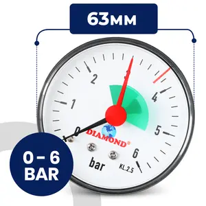 Manometr 63 mm 0 - 6 bar przyłącze 1/4'' tylne