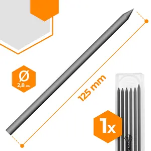 Wkłady do ołówka stolarskiego automatycznego 2,8 mm czarny 6 szt.