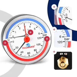 Termomanometr 80 mm 0 - 6 bar 0 - 120 °C przyłącze 1/4'' tylne