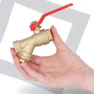 Zawór kulowy z filtrem skośnym i dławikiem 10 bar 1/2'' GW x 1/2'' GW
