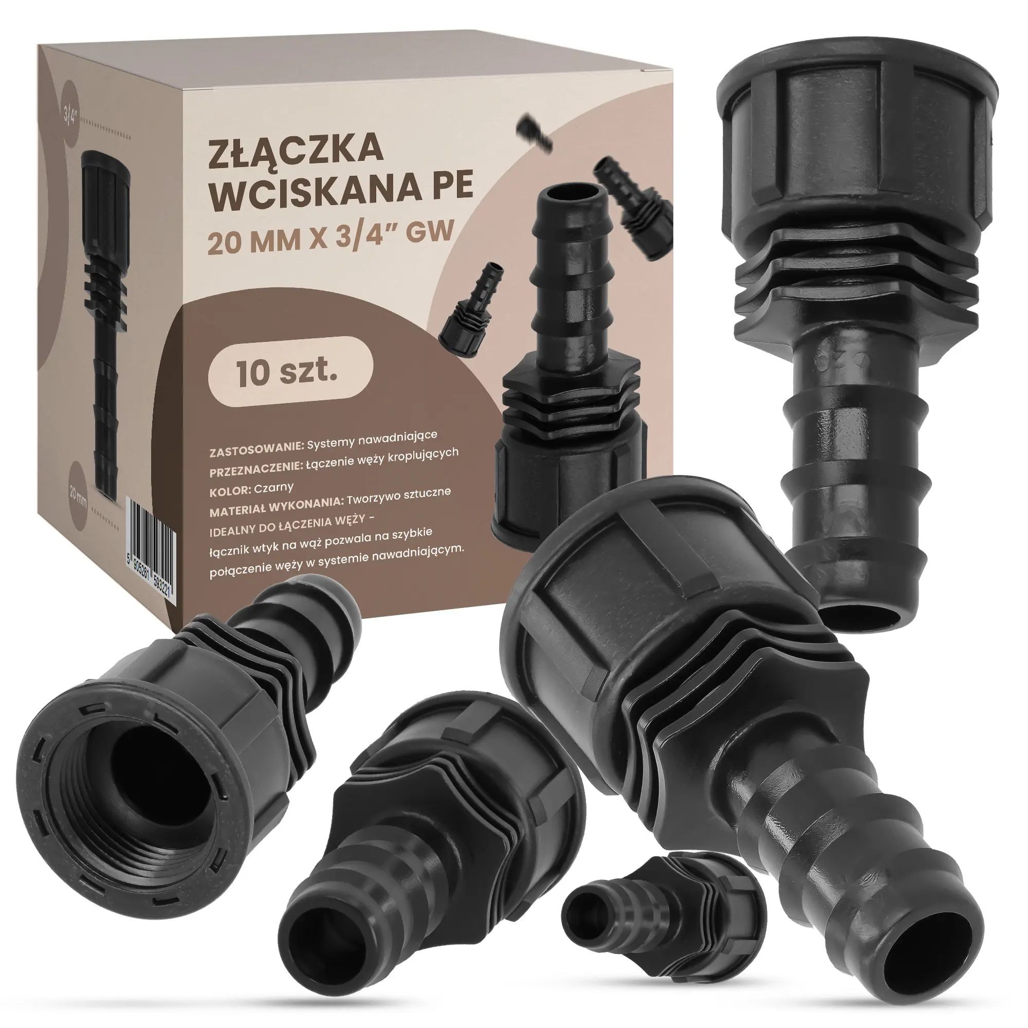 Złączka wciskana PE 20 mm x 3/4'' GW - 10 szt.