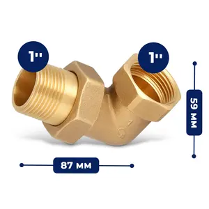 Śrubunek mosiężny kątowy 1'' GW x 1'' GZ