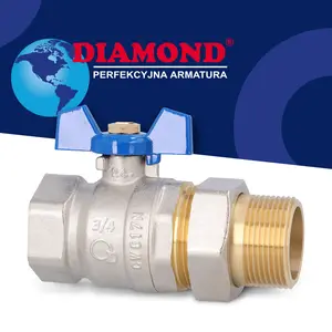 Zawór kulowy motylkowy z dławikiem 30 bar 3/4'' GW x 1'' GZ i śrubunkiem 1'' GW x 3/4'' GZ
