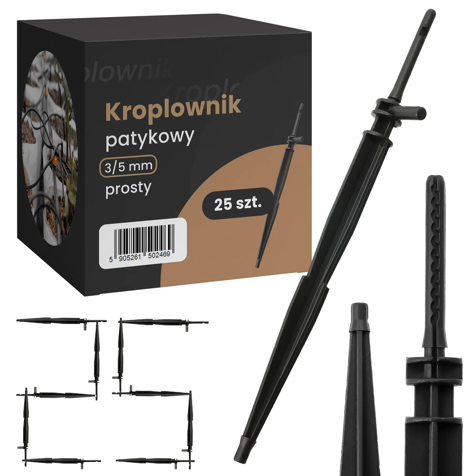 Kroplownik patykowy 3/5 mm prosty - 25 szt.