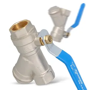 Zawór kulowy z filtrem skośnym i dławikiem 30 bar 1/2'' GW x 1/2'' GW