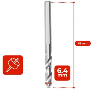 Wiertło prowadzące do otwornic z trzpieniem Ø 6,4 mm o długości 89 mm