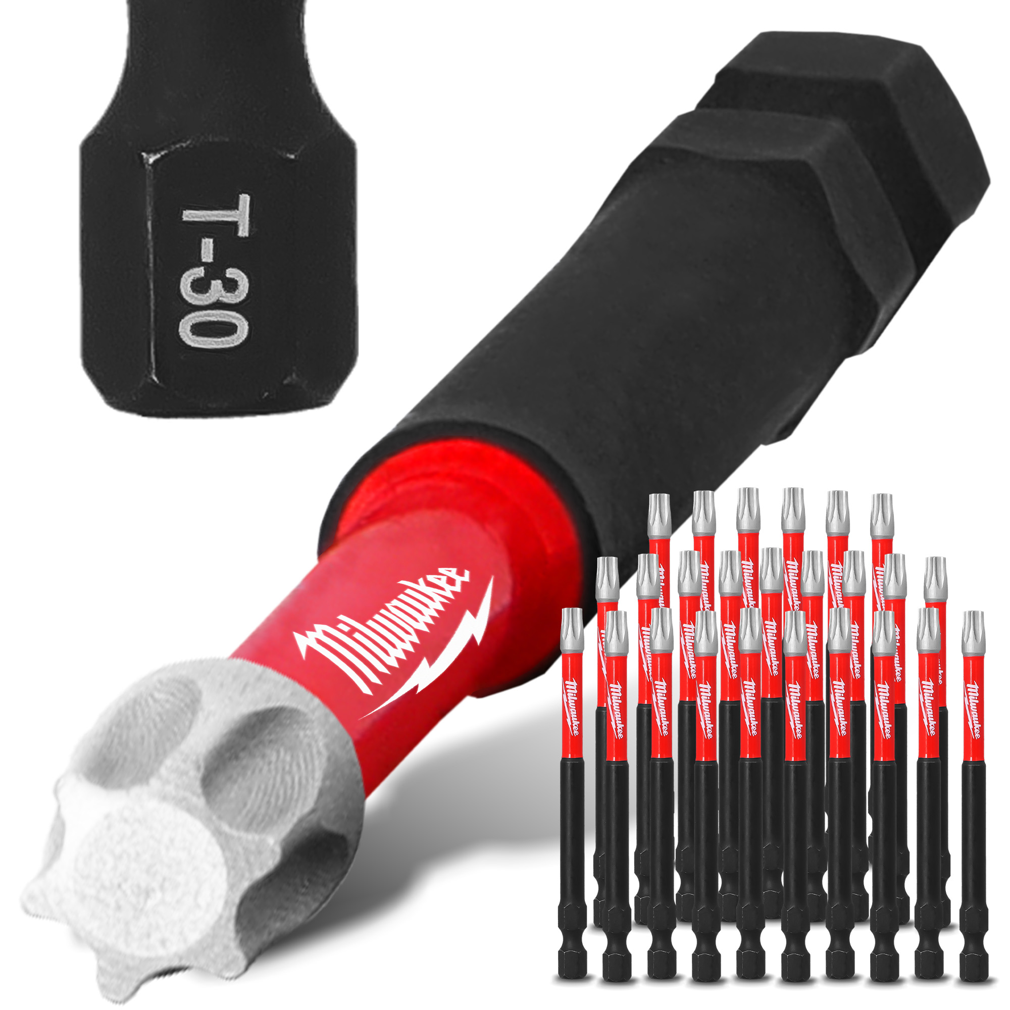 25x  Magnetisch Bit TX30 90mm Pozidriv Stahl Schraubendreher MILWAUKEE Magne