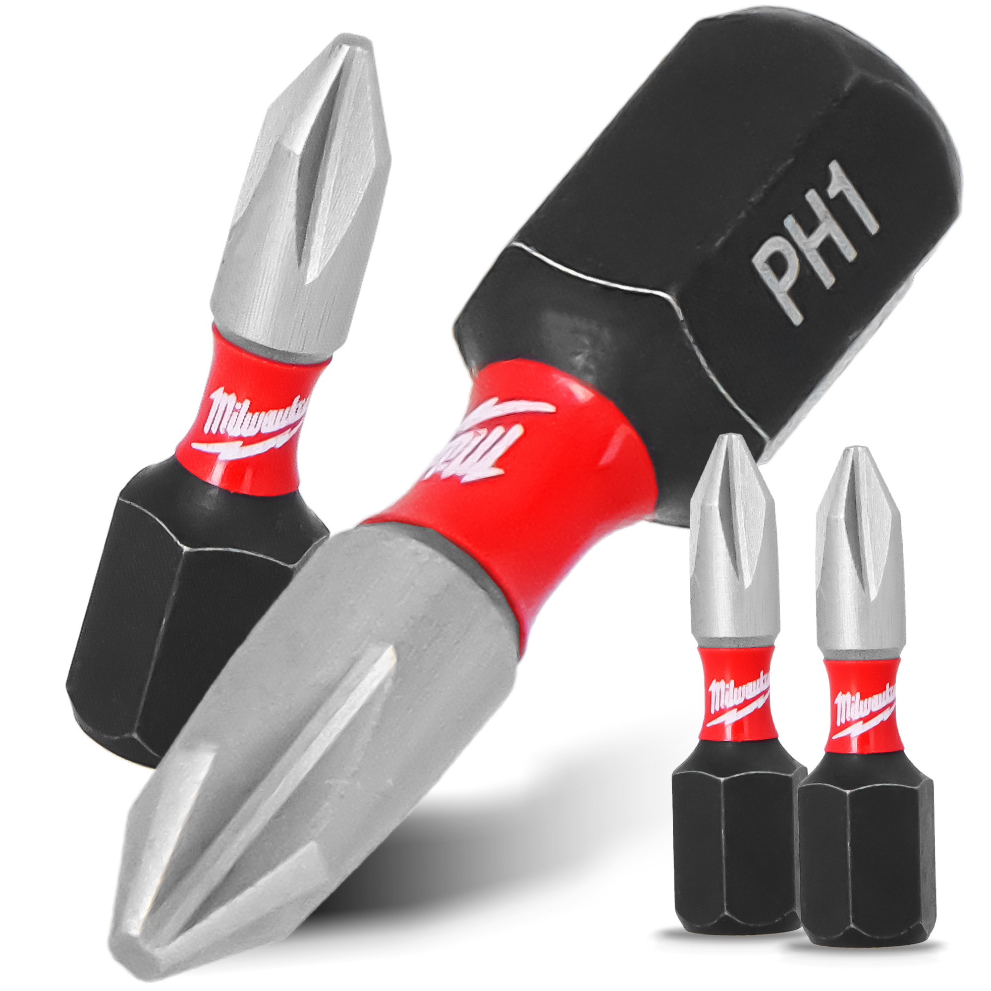 2x Magnetisch Bit PH1 25 mm Stahl Philips Schraubendreher MILWAUKEE Magnetbit