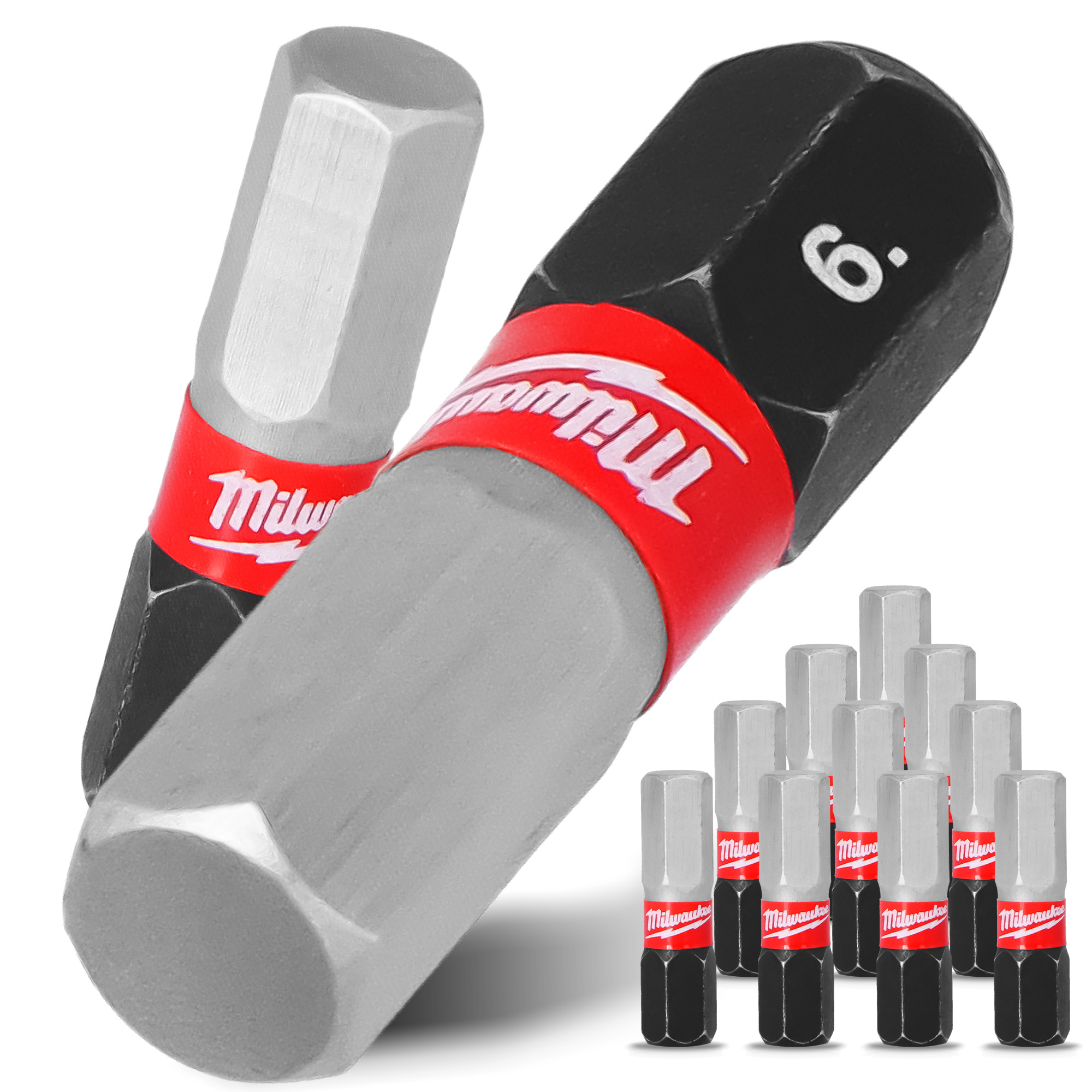 10x Magnetisch Bit HEX6 25mm Pozidriv Stahl Schraubendreher MILWAUKEE Magne
