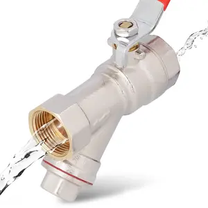 Zawór kulowy z filtrem skośnym i dławikiem 1/2'' GW x 1/2'' GW