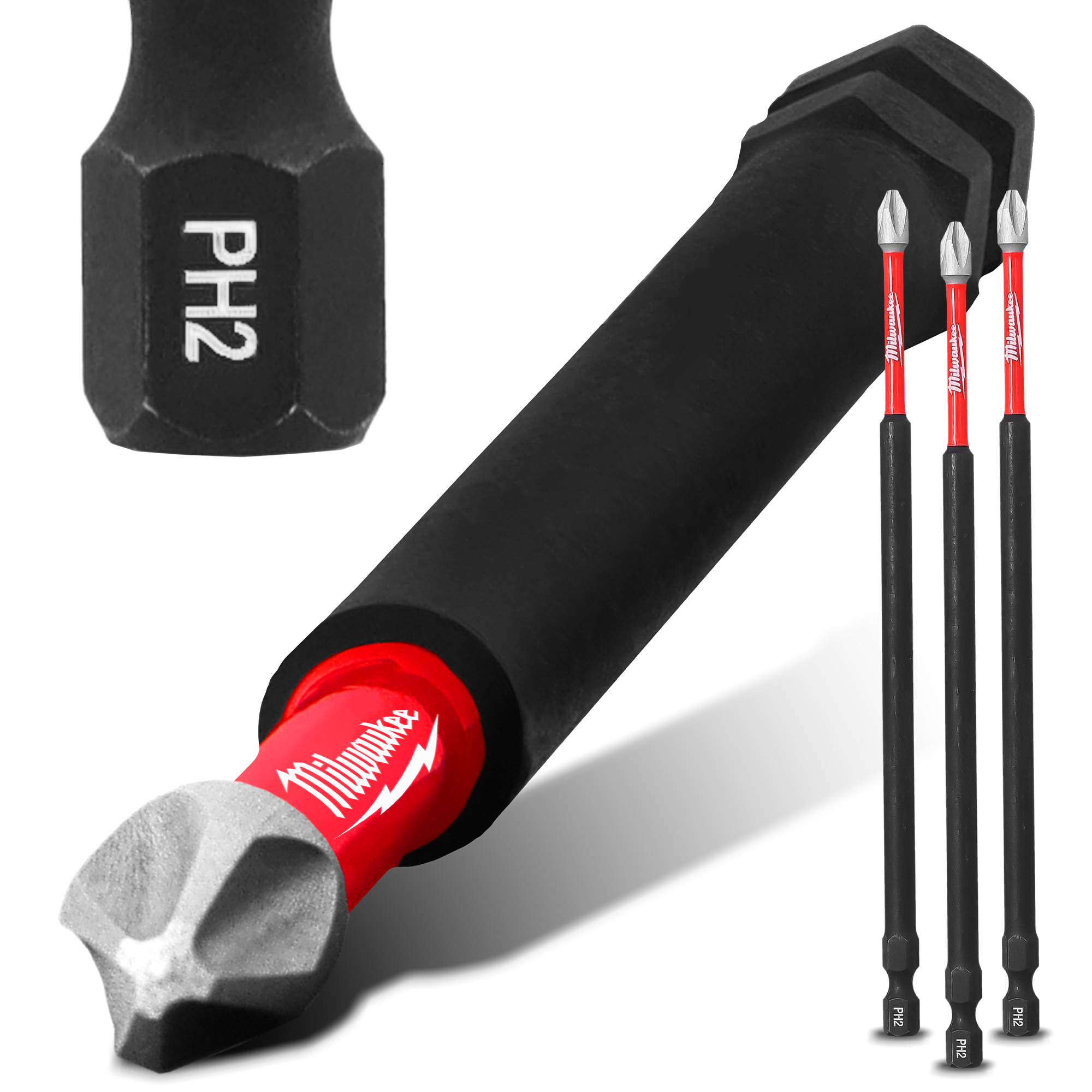 3x Magnetisch Bit PH2 150 mm Stahl Philips Schraubendreher MILWAUKEE Magnetbit