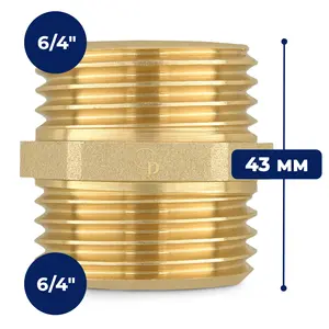 Złączka mosiężna 6/4'' GZ x 6/4'' GZ