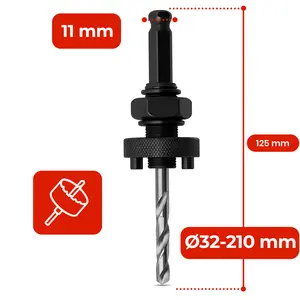 Trzpień do otwornic 32-210 mm, 11 mm Hex