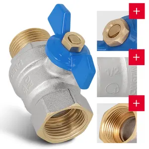 Zawór kulowy motylkowy z dławikiem 30 bar 1/2'' GW x 1/2'' GZ