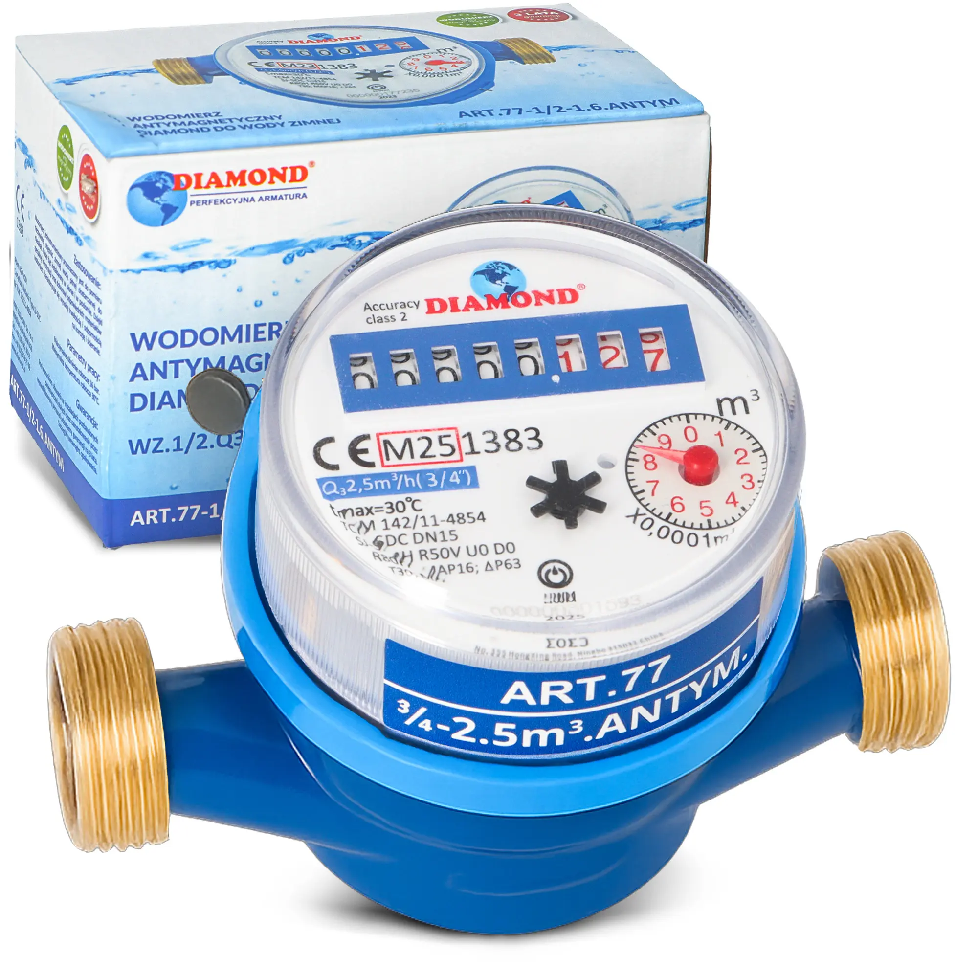 Wodomierz antymagnetyczny 3/4'' 2,5 m³/h zimna