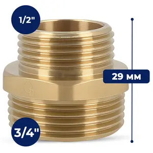 Złączka mosiężna 3/4'' GZ x 1/2'' GZ