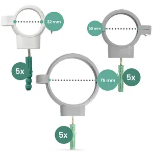 Obejmy plastikowe do rur 32 mm 50 mm 75 mm 3 x 5 szt.