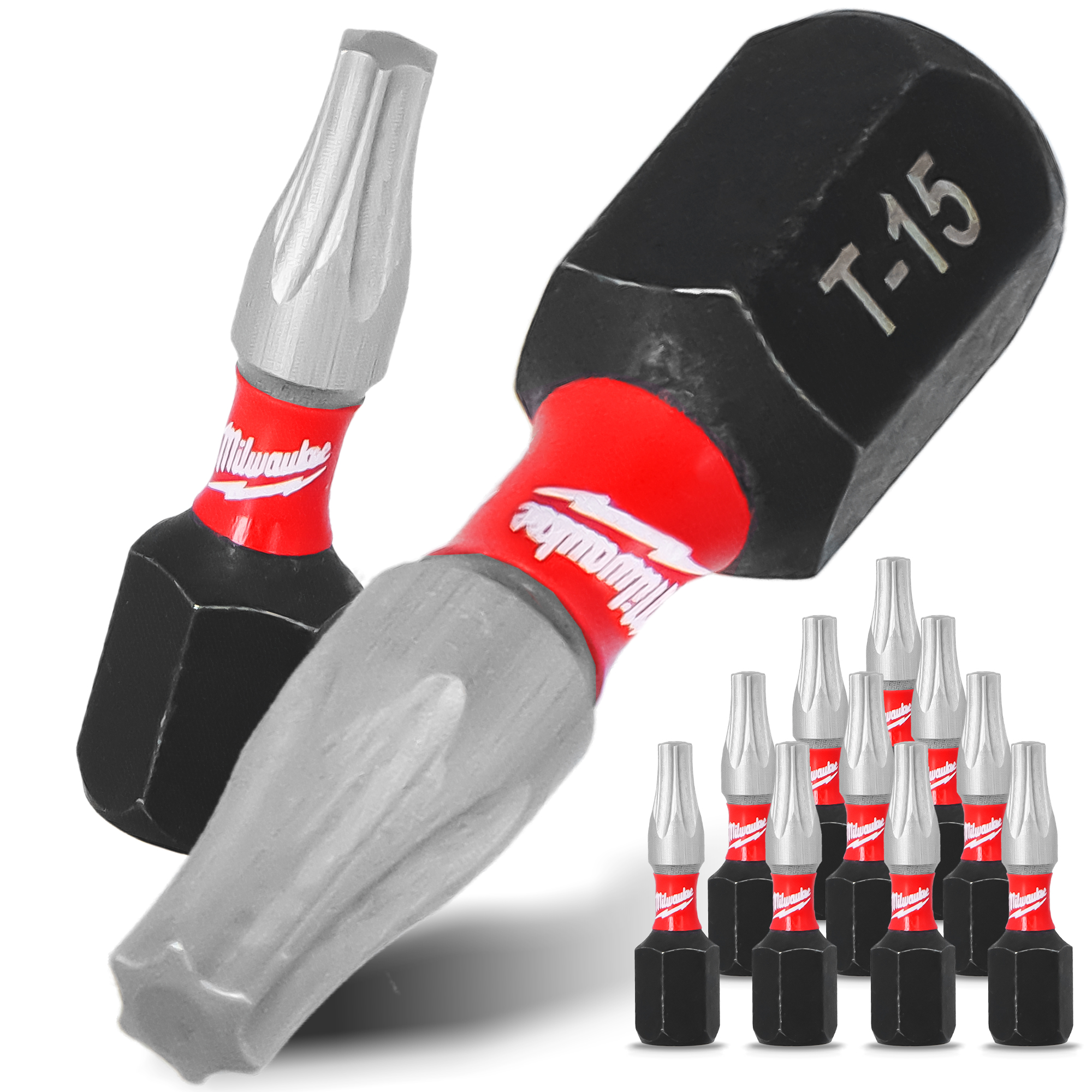 10x  Magnetisch Bit TX15 25 mm Pozidriv Stahl Schraubendreher MILWAUKEE Magne
