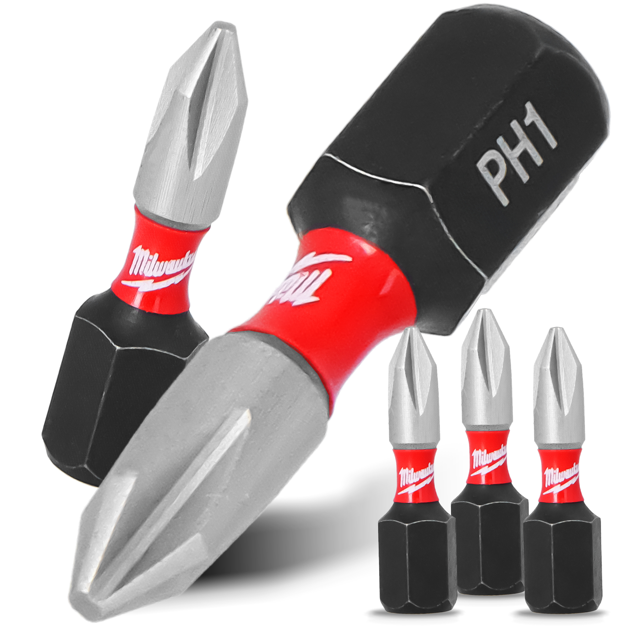 3x Magnetisch Bit PH1 25 mm Stahl Philips Schraubendreher MILWAUKEE Magnetbit
