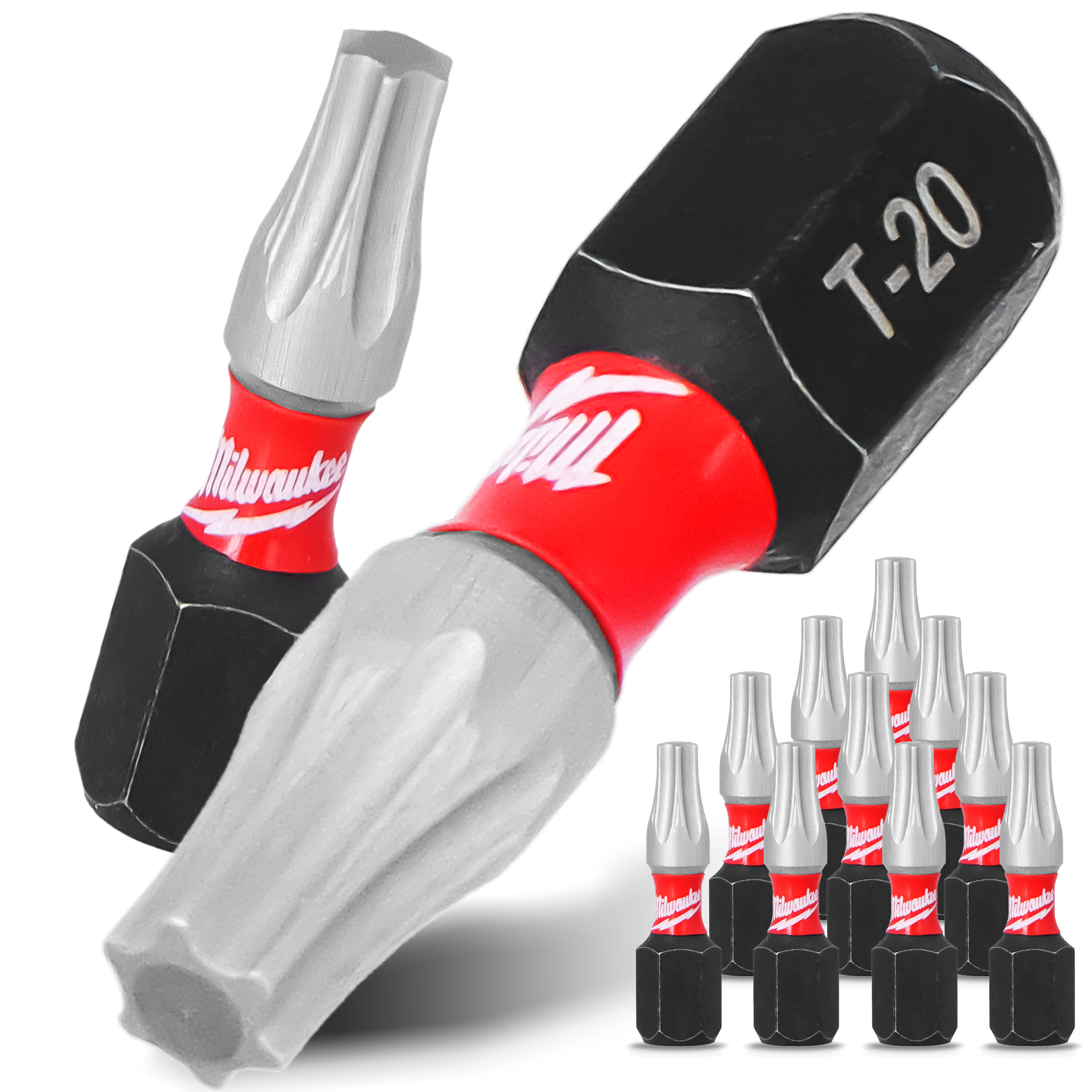 10x  Magnetisch Bit TX20 25 mm Pozidriv Stahl Schraubendreher MILWAUKEE Magne