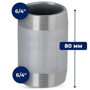 Rura stalowa gwintowana 6/4'' GZ x 6/4'' GZ 80 mm
