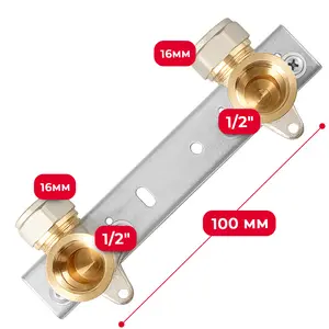 Listwa montażowa PEX skręcany do baterii 16x1/2'' GW 100 mm