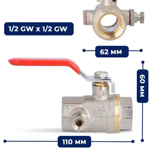 Zawór kulowy z odpowietrznikiem i dławikiem 16 bar 1/2'' GW x 1/2'' GW