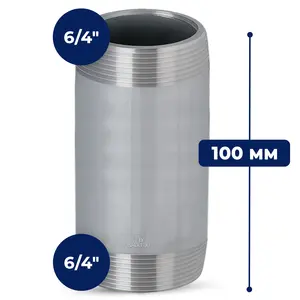 Rura stalowa gwintowana 6/4'' GZ x 6/4'' GZ 100 mm