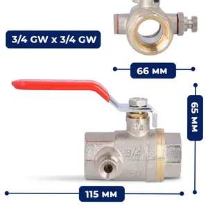 Zawór kulowy z odpowietrznikiem i dławikiem 16 bar 3/4'' GW x 3/4'' GW