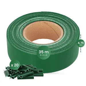 Taśma ogrodzeniowa zielona 4,75 cm x 35 m + 20 klipsów