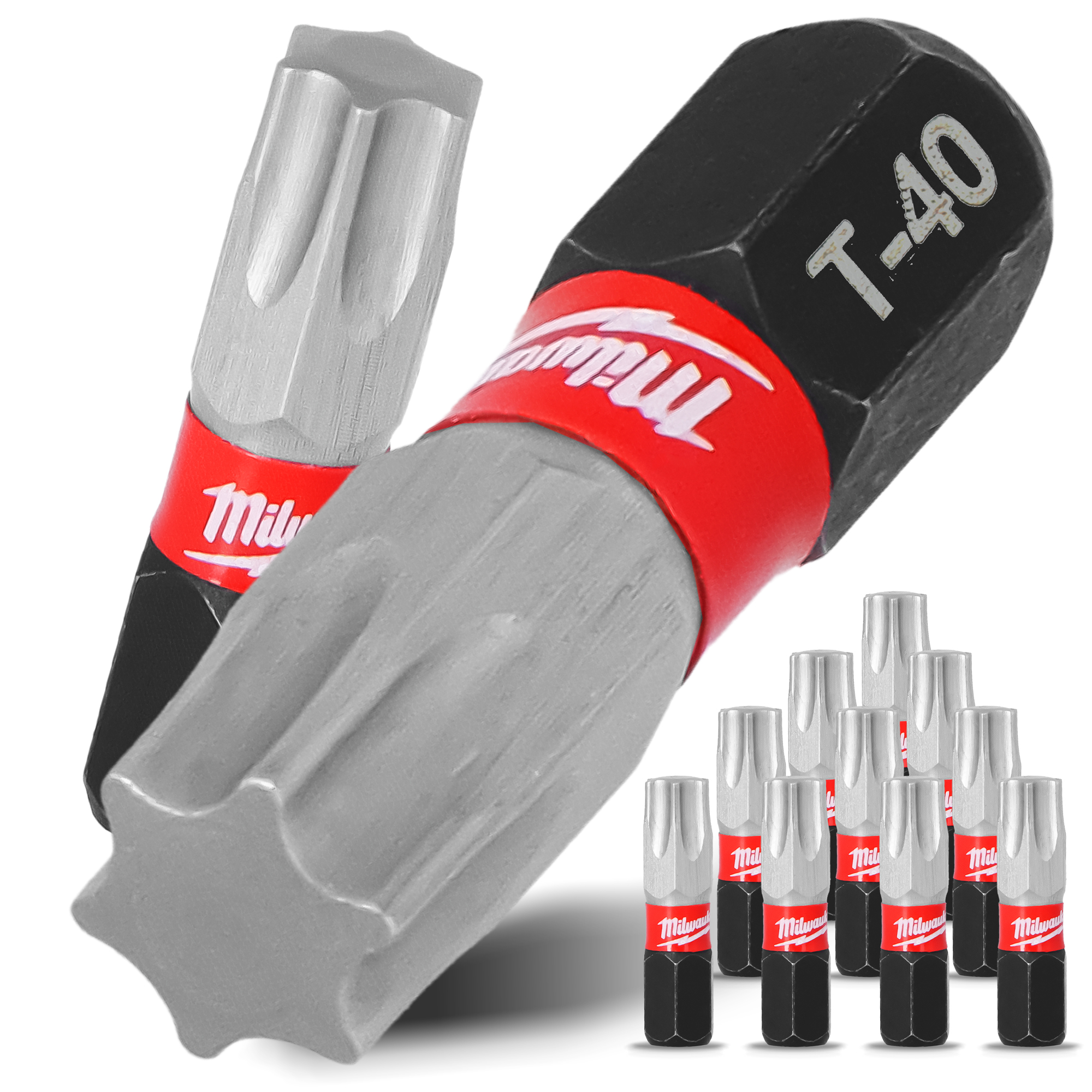10x  Magnetisch Bit TX40 25mm Pozidriv Stahl Schraubendreher MILWAUKEE Magne
