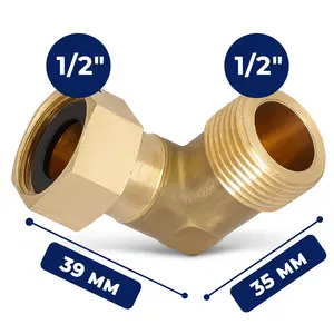 Półśrubunek mosiężny kątowy 1/2'' GW x 1/2'' GZ