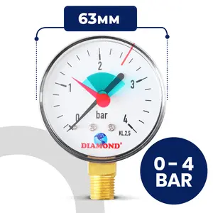 Manometr 63 mm 0 - 4 bar przyłącze 1/4'' boczne