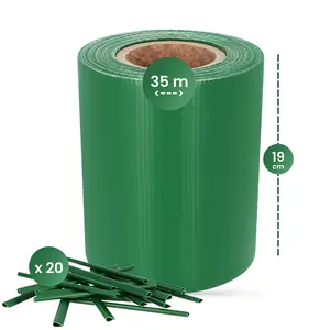 Taśma ogrodzeniowa zielona 19 cm x 35 m + 20 klipsów