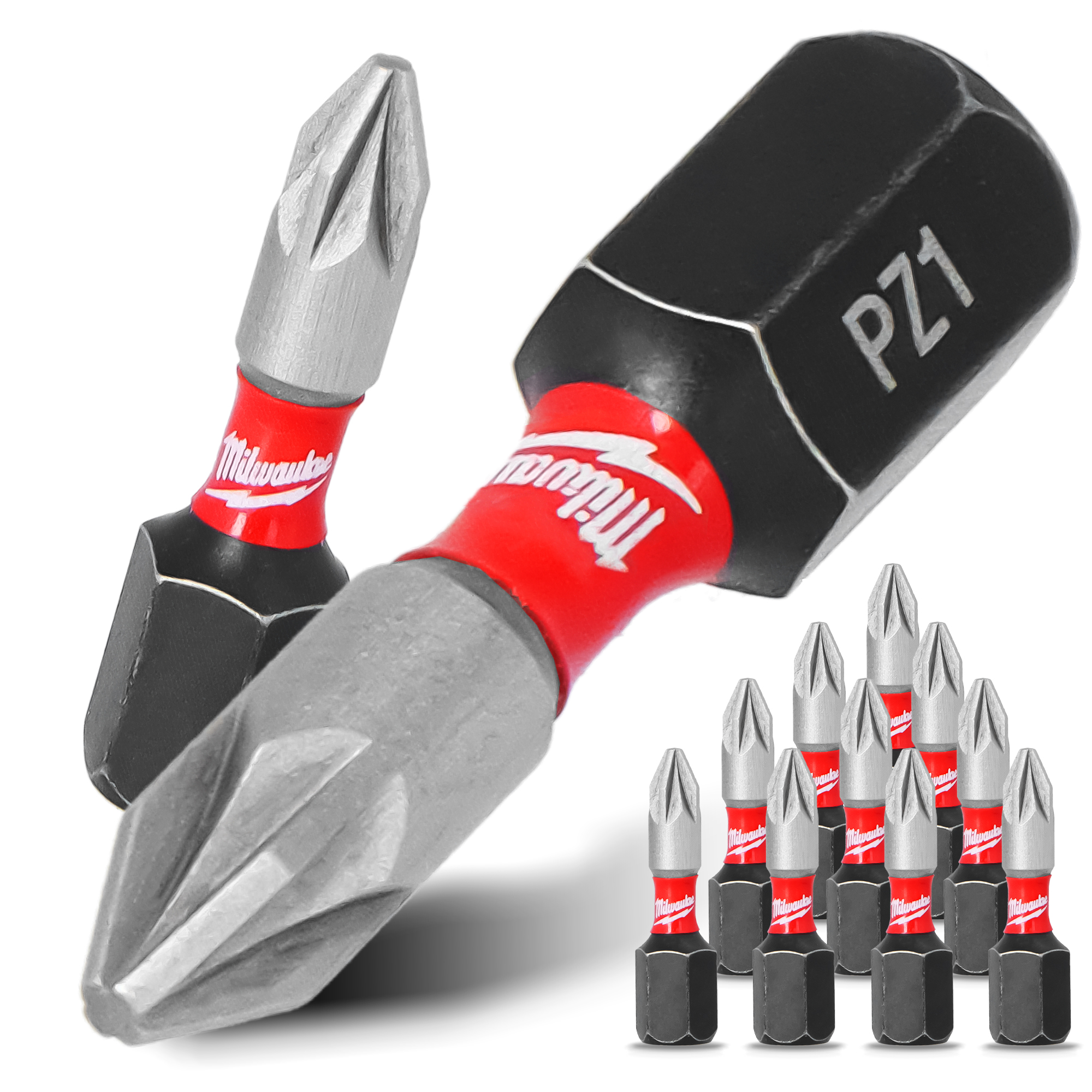 10x Magnetisch Bit PZ1 25 mm Pozidriv Stahl Schraubendreher MILWAUKEE Magnetbit