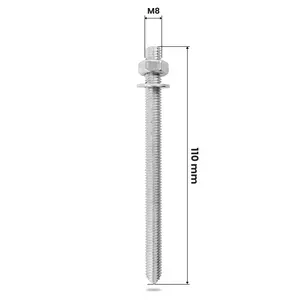 Komplet Pręt gwintowany z nakrętką i podkładką do kotew chemicznych M8 x 110 20 szt.