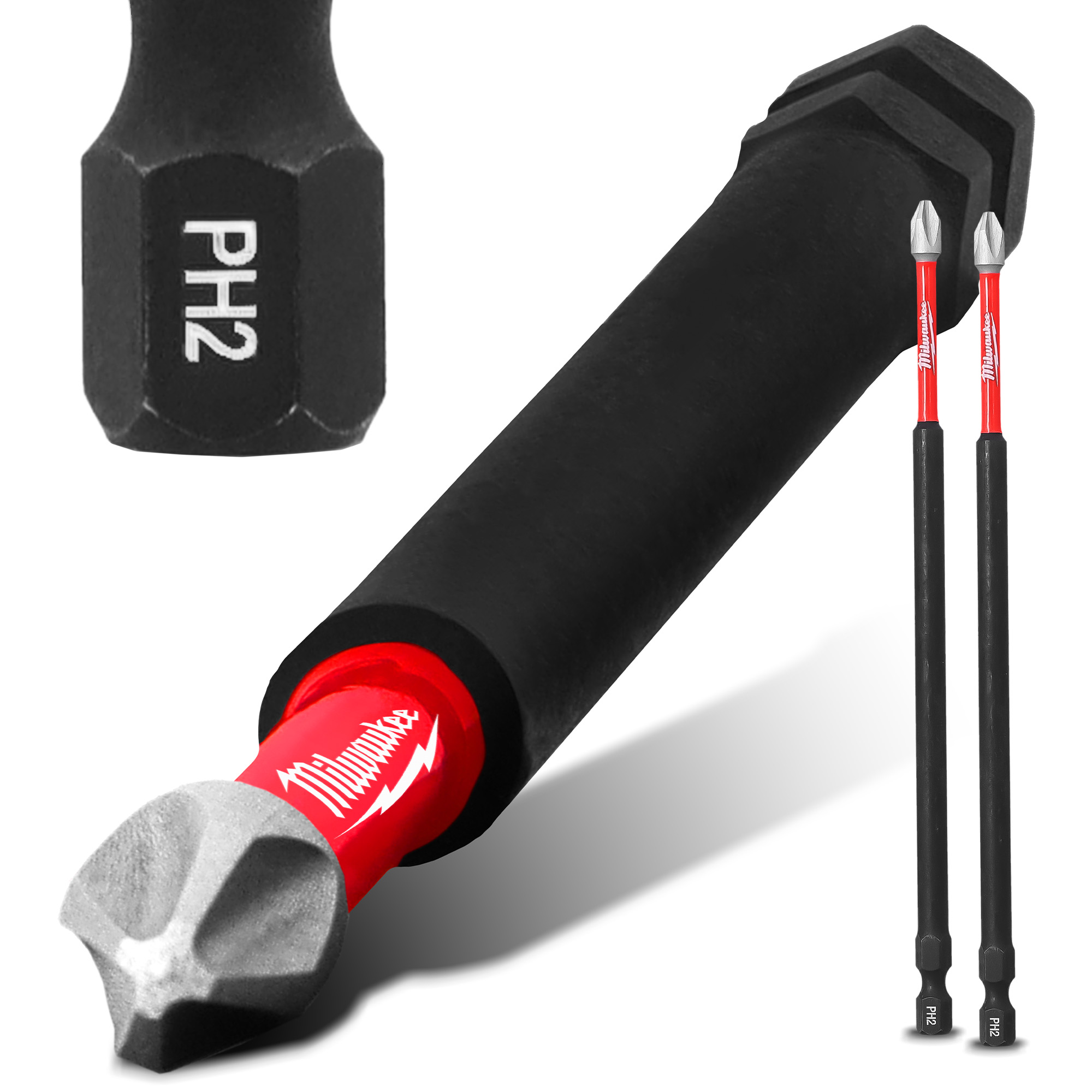 2x Magnetisch Bit PH2 150 mm Stahl Philips Schraubendreher MILWAUKEE Magnetbit