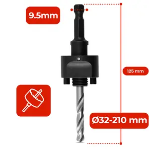 Trzpień do otwornic 32-210 mm, 9,5 mm Hex