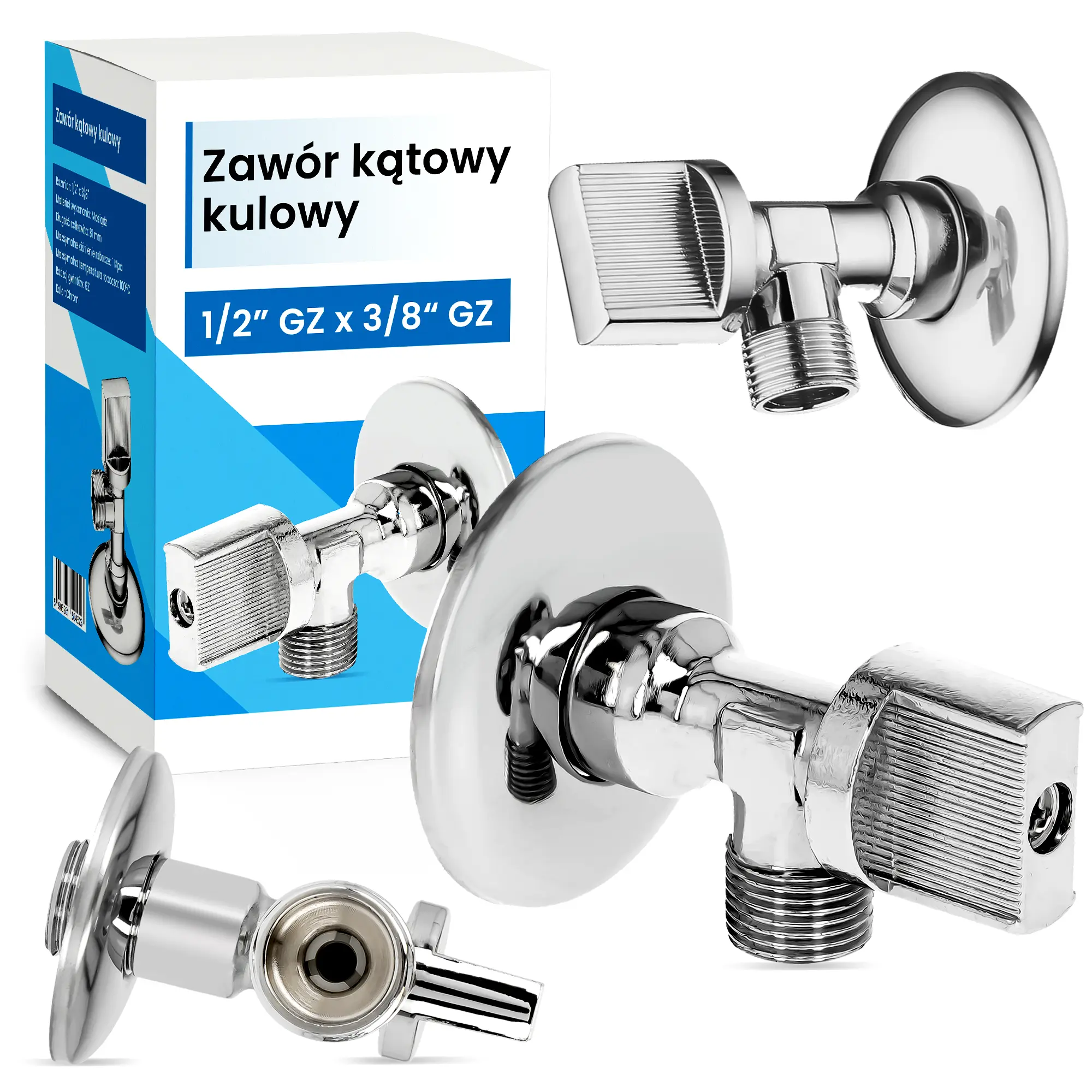 Zawór kątowy kulowy 1/2'' GZ x 3/8'' GZ