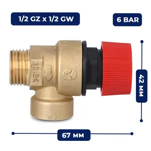 Zawór bezpieczeństwa 1/2'' GZ x 1/2'' GW 6 bar