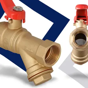 Zawór kulowy z filtrem skośnym i dławikiem 10 bar 3/4'' GW x 3/4'' GW