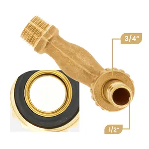 Zawór czerpalny mosiężny matowy 1/2'' GZ x 3/4'' GZ ze złączką na wąż 3/4'' GW x 1/2'' W