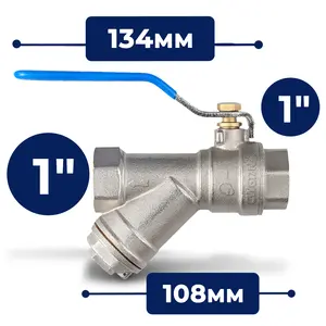 Zawór kulowy z filtrem skośnym magnetycznym i dławikiem 30 bar 1'' GW x 1'' GW