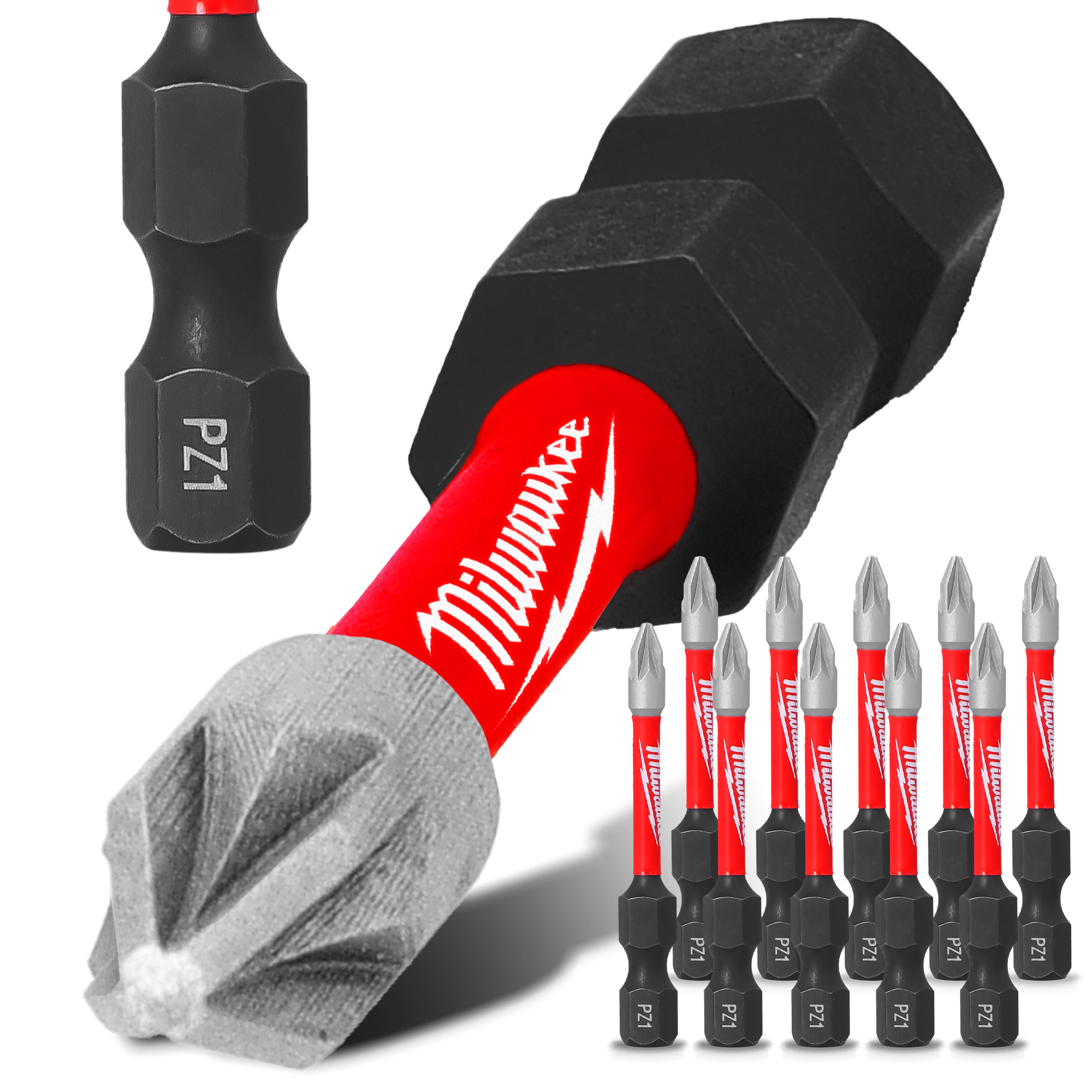 10x Magnetisch Bit PZ1 50 mm Pozidriv Stahl Schraubendreher MILWAUKEE Magnetbit